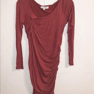 Burgundy Sparkly/Long sleeve Dress